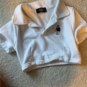 Cider White Polo Shirt with Embroidered Bear